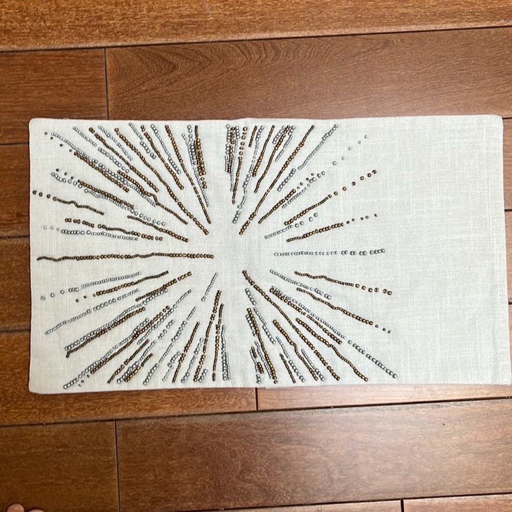 West Elm oblong beaded cotton pillow cover 10.5”x20.5” NWT